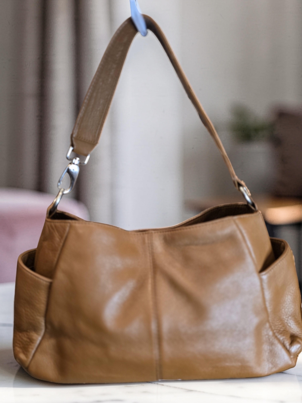 HOBO International Caramel Leather Slouchy Shoulder Bag - Picture 2 of 16